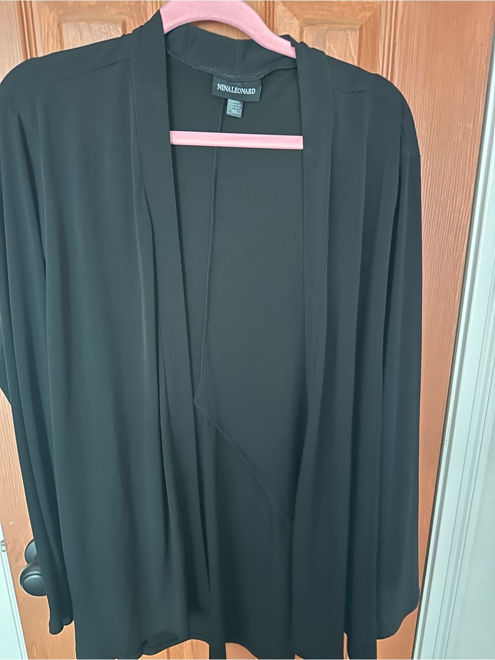 Women’s Nina Leonard Black Draped Open-Front  Dress Jacket